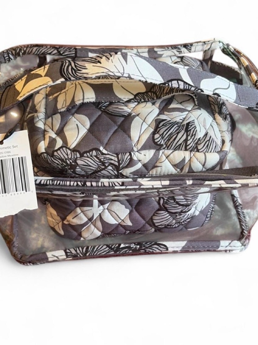 Vera Bradley 3-piece Cosmetic Bag Set in Moon Shadow Meadow NWT